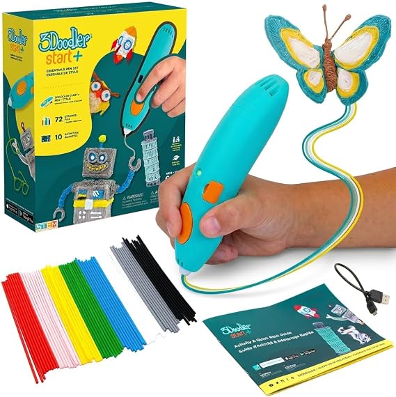 Official 3D Pen 2.5 Million Sales Worldwide 3D Drawing 3Doodler Start +, Girls, Boys, Birthday Gift, Children's Toy, Educational Toy, Art Pen, Filament | なぞるだけで立体作品が完成｜長く創作を楽しめる品質設計｜工作・自由研究・アクセサリー作りに｜安全性と描きやすさを追求｜6歳から大人まで楽しめる｜世界中で親しまれる3Doodlerブランド
