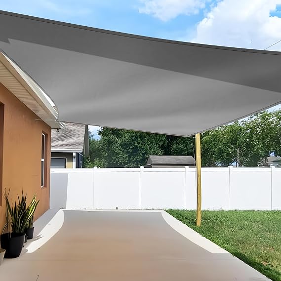 TANG 10'x10' Sun Shade Sail Rectangle Sunshade Canopy UV Block Shade Cloth Pergola Cover for Outdoor Patio Garden Gazebo Deck, Grey
