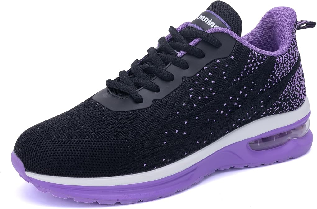 Women Tennis Running Shoes Athletic Walking Sport Sneakers Lightweight Breathable Gym Jogging Pickleball Shoes BlackPurple US Size 9.5
