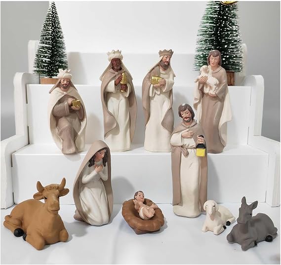 Nativity Set for Christams Indoor - 10 Pcs Nativity Scene Statues