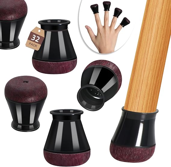 YOZON Chair Leg Floor Protectors Silicone Caps Felt Furniture Pads Covers