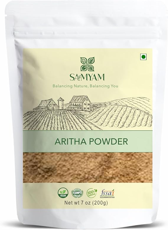 SAMYAM Aritha/Reetha (Soapnut) Powder (Sapindus Mukorossi) - 200g Pack | Natural Hair and Scalp Cleanser Conditioner