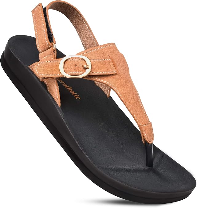 AEROTHOTIC Women's Ridge Arch Support Slingback Sandals (Ridge Tan, 8)