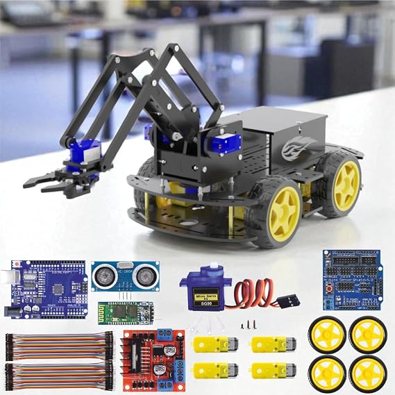 Arduino ile Uyumlu 4WD Robot Kollu Full Set - CRANE