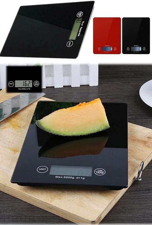 YamanHobi Dijital Mutfak Tartısı - 5 kg Kapasite, 1 Gram Hassasiyet, Şık Siyah Cam Tasarım