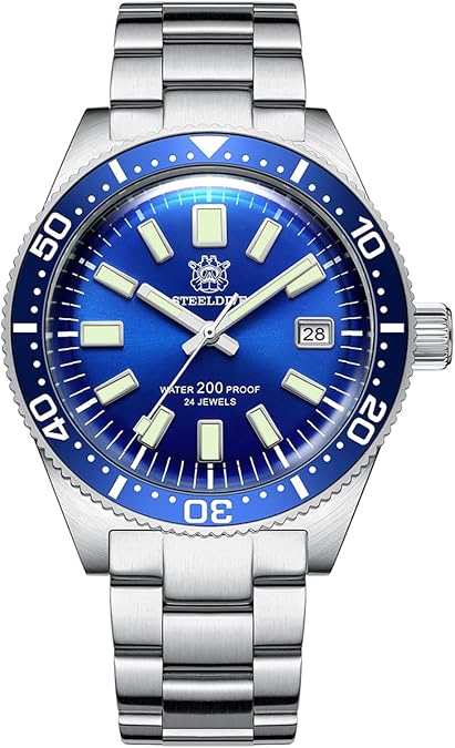 Steeldive SD1962, 62MAS, NH35, Dome AR Sapphire, Blue, 200m Diving,Bracelet,BNIB