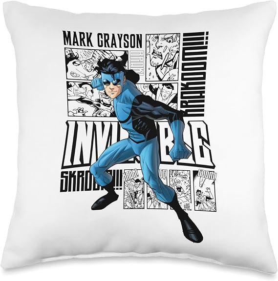 Invincible Blue Suit Collage Throw Pillow