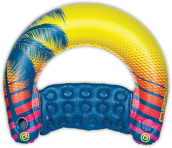 O'Brien Sit N Sip Single Person Pool Float Blue/Yellow Large
