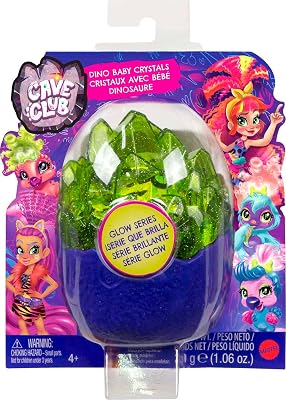 Cave Club Dino Baby Crystals Glow Series, Surprise Pet with Slime or Moldable Sand & Glow-In-The-Dark Accessory, Collectible Animal Unboxing Toy for 4 Year Olds and Up