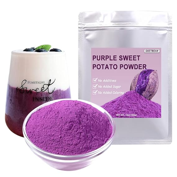 SXETBEAN Purple Sweet Potato Powder, 13oz/368g Pure Purple Yam Powder, Ube Powder for Latte, Baking, Smoothies, Juices, Pasta, Porridge