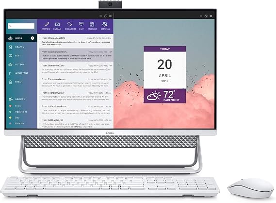 Dell Inspiron 5490-24 Inch All in One 1080p FHD, Intel Core i5, 8GB RAM, 512GB Solid State Drive, Windows 10 Home (Latest Model) - Silver and White