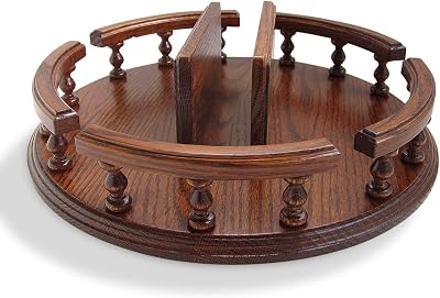14 Lazy Susan with Napkin Holder Turn Table Revolving Solid Wood Oak Table Centerpiece Rotate Condiment Server Swivel