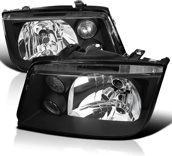 Spec-D Tuning Black Headlights w/Built In Fog Lights Compatible with 1999-2005 Volkswagen Jetta Bora Mk4 L+R Pair Head Light Lamp Assembly