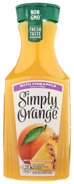 Simply Orange Juice with Pineapple, Juice Drink, 52 fl oz