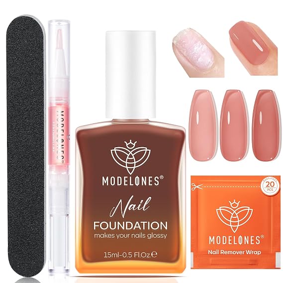 Modelones Nail Strengthener and Growth Kits, Sheer Rose Brown Nail Polish