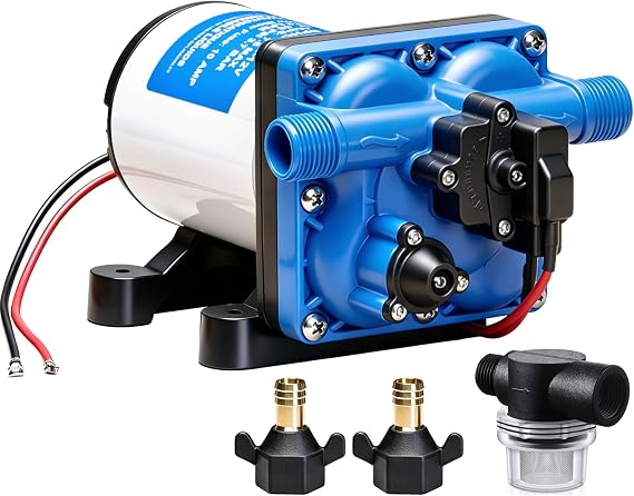 DC HOUSE 12V RV Water Pump, 3.5 GPM 55 PSI Quiet Automatic Demand | Direct Replacement 4008-101-A65/E65