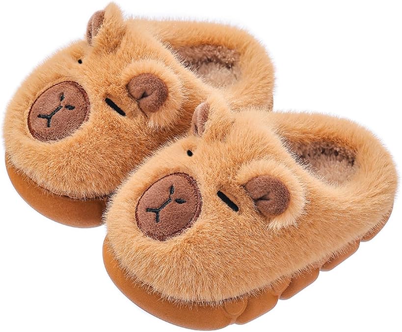Kids Slippers, Animal Slipper for Girls Boys with Capybara Cow Bunny Raccoon Bear Panda Frog Sheep Winter Toddler Fuzzy Cute Fluffy House Shoes, Plush Cartoon Bedroom Slides, Kawaii Soft Cozy