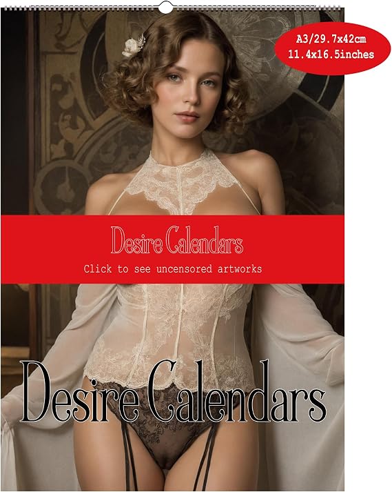 Sexy 1920 Lace Beauties 2025 Wall Calendar Hot Naked Nude Women Girls Pin-up