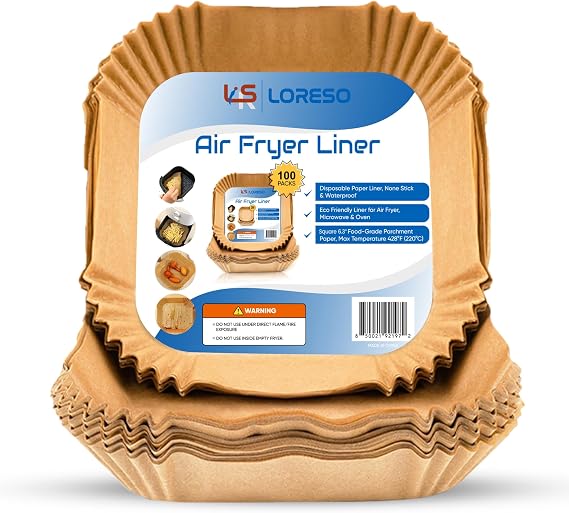 Air Fryer Liners Disposable Parchment Paper, 100 Count - Square 6-7 Inch, Non- Stick Parchment Paper Sheets Liners for Air Fryers 2-5 Quart - 6.3" Square - 100CT | Non- Stick Parchment Paper Sheets Liners For Air Fryers 2-5 Quart - 6.3" Square - 100CT