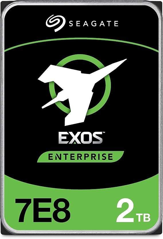Seagate Exos 7E8 2TB Internal Hard Drive Enterprise HDD CMR 3.5 Inch 512E SATA 6Gb/s 7200 RPM 256MB Cache for Enterprise, Data Center Frustration Free Packaging (ST2000NM000A)