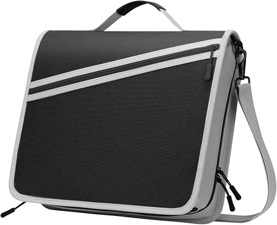 MoKo Zipper Binder with Strap, 3 Inch 3 O Ring, 600 Sheets, Black & Gray