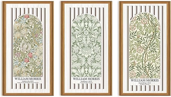 ANHUIB Boho Flower Wall Decor William Morris Wall Art Flower Market Artwork Matisse Flower Art Retro Floral Wood Decor William Morris Lily Sunflower Botanical Wildflower Sign for Living Room Bedroom