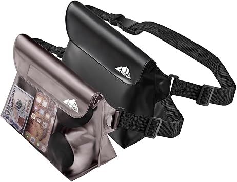 HEETA 2/3/4 Pack Waterproof Pouch with Waist Strap, Screen Touchable Dry Bag with Adjustable Belt for Phone Valuables for Kayaking, Swimming, Snorkeling, Boating, Fishing, Surfing & Beach