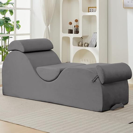 ijuicy 25" Velvet Lounge Chair with Lumbar Support, Side Pocket, Light Grey