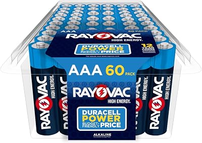 Rayovac High Energy AAA Batteries 60 Pack, Alkaline Triple A Batteries