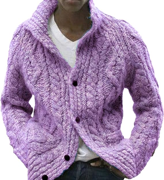 Kaxiya2021 Men's Cable Knit Cardigan Shawl Collar Loose Button Down Sweater Winter Chunky Thermal Long Sleeve Solid Knitwear