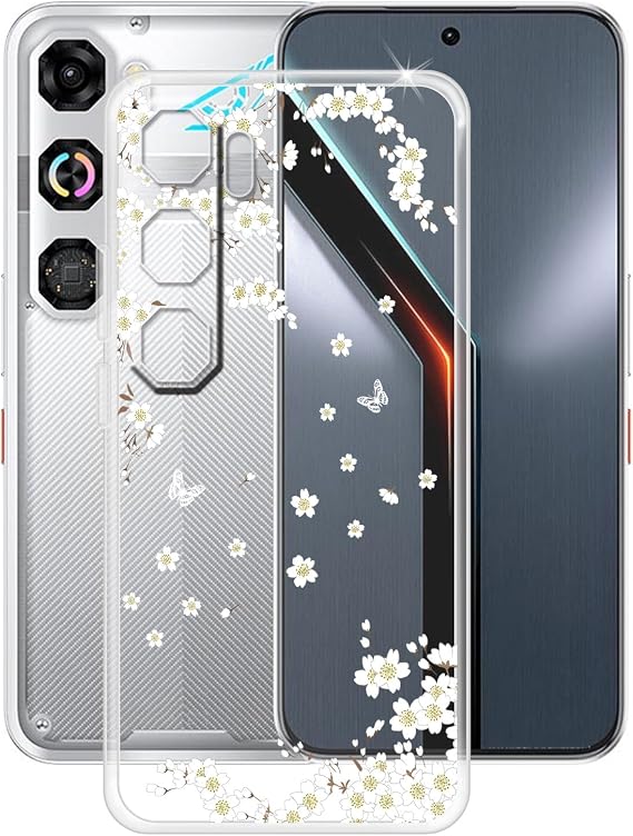 Case for Nubia Neo 5 GT (6.80 inches), Ultra-Thin Transparent Anti-Scratch Soft TPU Bumper Silicone Case Cover for Nubia Neo 5 GT - White flower