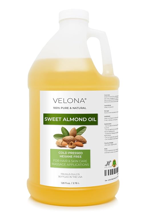 velona Sweet Almond Oil - 1 Gallon / 128 fl oz, Cold Pressed