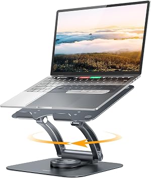 Nulaxy 360 Rotating Laptop Stand for Desk, Ergonomic Notebook Riser with Adjustable Swivel Base Foldable Computer Holder Portable Office Accessories Compatible with All 10-17" Laptops