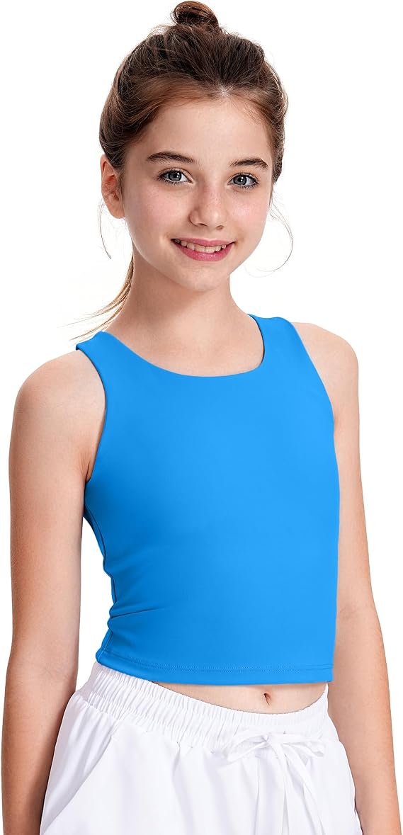 JOCMIC Girls Tank Tops Athletic Tanks with Bra Racerback Sports Top | Double-Lined, Stretchy, Workout, Yoga, Dance Crop Tops