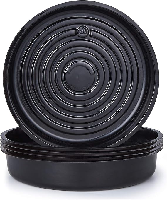 Idyllize 5 Pieces of 10 Inch Black Plastic Plant Saucer Drip Tray for Pots (10")