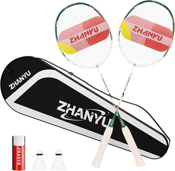Badminton Rackets,Badminton Racket Set,Both Offensive and Defensive,Composite Carbon Ultra Light 82g Professional Training Racket,Including 2 Rackets,2 Shuttlecocks,and 1 Bag