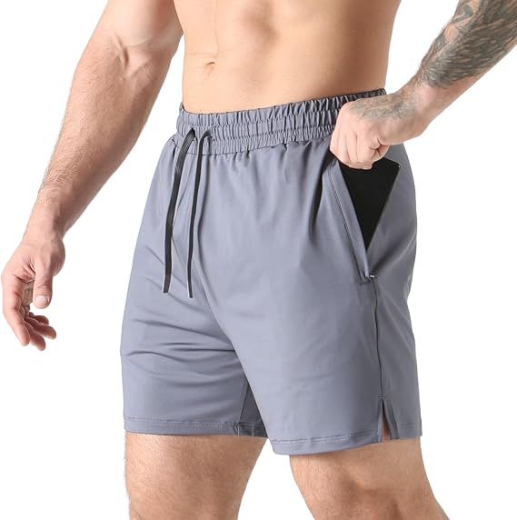 Lightweight Men's Gym Running Shorts with Zip Pocket