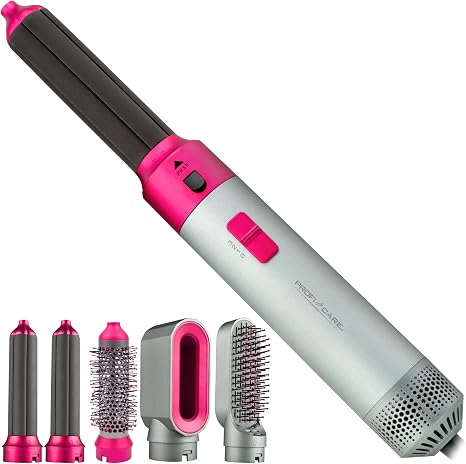 ProfiCare® Hot Air Brush 4-in-1 Hair Styler for Curls Volume Straightening and Drying 1000 W Round Brush Hair Dryer 3 Levels Includes Organiser for Storage Airstyler PC HAS 3132 Pink