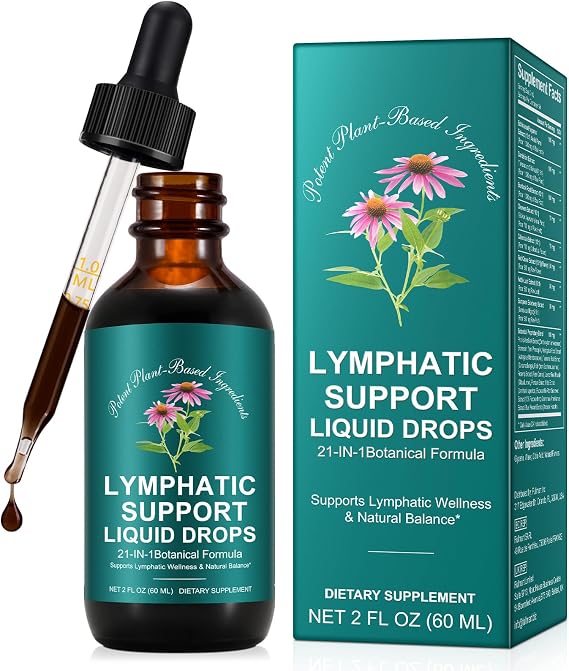 Lymphatic Drainage Drop, 6000mg Equivalent Per Serving | 21-in-1 Botanical Detox Formula for Lymph System Cleanse, Balance, Less Swelling, Immune System, Overall Vitality|Safe & Clean Formula|60 ML