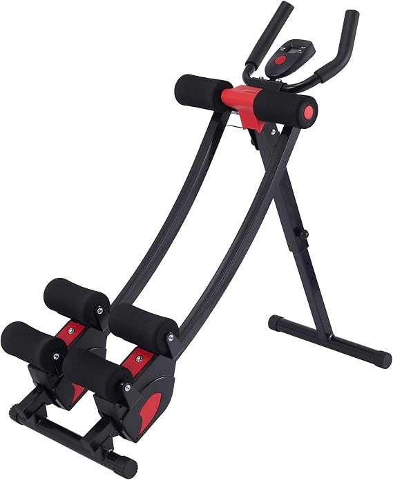 ZELUS Ab Machine for Home Gym, Core Strength Training Equipment for Home Fitness, Coaster with 4 Intensities and Digital Display, Foldable Core Trainer for Abdominal Training