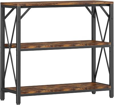 Homeiju Console Table 31.5 Width, 3-Tier Entryway Table with Storage, Industrial Sofa Table with Open Shelves, Foyer Tables for Entryway, Hallway, Kitchen, Living Room and Bedroom, Rustic Brown