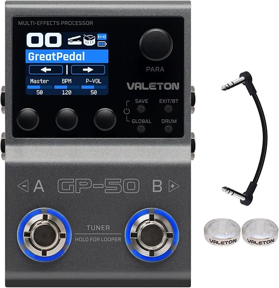 VALETON GP-50 Multi-Effects Processor NAM & IR Loader with 100+ HD Effects, 9 Simultaneous Modules, BT App Control, 100 Patch Slots for Guitar Bass