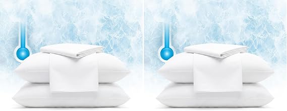 Serta Power Chill Cooling Pillow Protectors, Stain Resistant and Zippered Protector, Protects-Pillow from Dust and Dirt, Standard/Queen, White , 2 Count (Pack of 2)