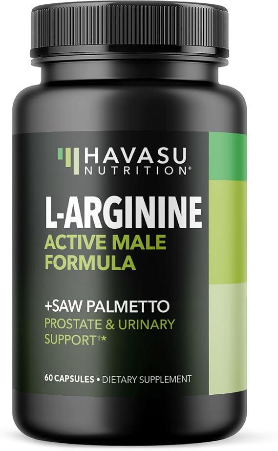 L-Arginine with Saw Palmetto for Men Capsules, Vegan, Non-GMO, 30 Servings