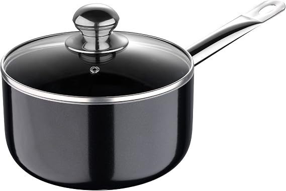 Bergner - Prochef Cookware - Pots and Pans Set Nonstick - Induction Cookware Suitable for all Stove Types - Dishwasher Safe - 3.5 Quart Covered Saucepan - Black