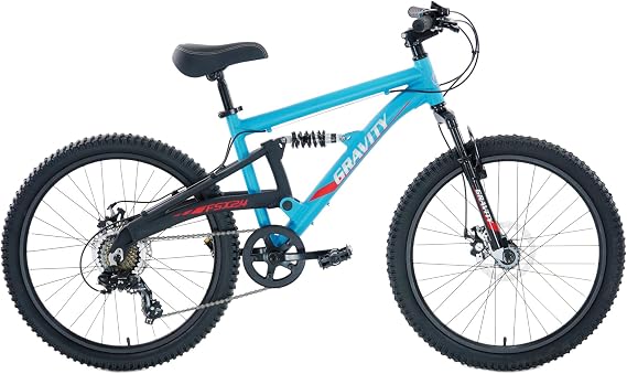 Gravity FSX 24 24 Inch Wheel Mountain Bike Full Dual Suspension 7 Speed Bicycle