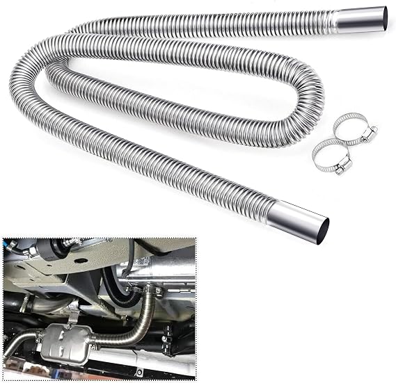COLOR TREE 78.7inch Universal Stainless Steel Exhaust Pipe 1inch ID Parking Air Heater Tank Diesel Gas Vent Hose Length for Car Truck