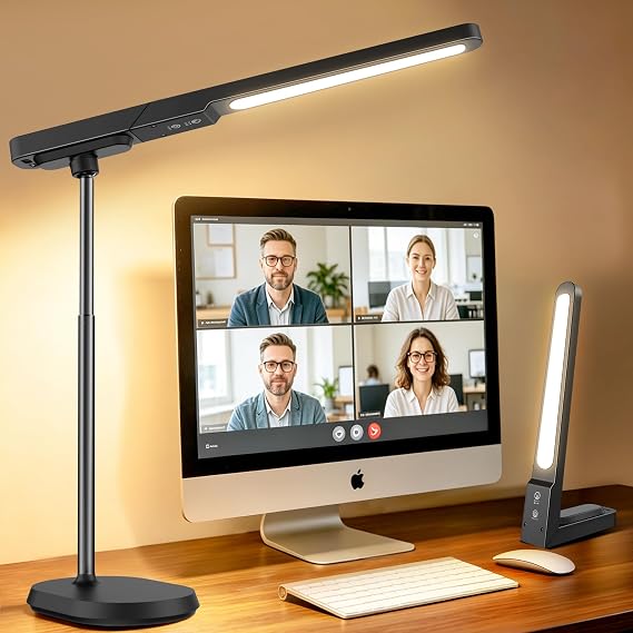 LED Desk Lamp, 3 Color Modes & Dimmable Brightness, Rechargeable Battery-Powered Reading Lamp, Portable Makeup Light, Desktop Lighting for Office, Reading, Puzzles, Working, Night Light