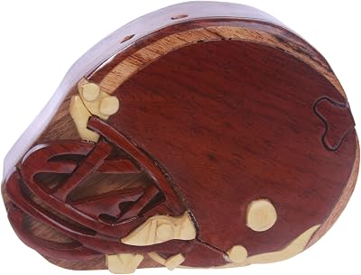 Beltiscool Handcrafted Wooden Football Helmet Shape Secret Jewelry Puzzle Box - Football Helmet