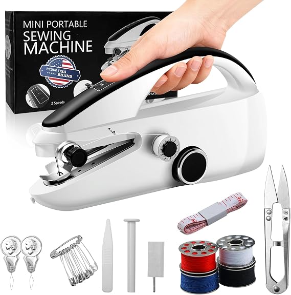 Handheld Sewing Machine,Two dear,Mini sewing machine,Easy to Use for Beginners and Fast Stitch Suitable for Clothes,Fabrics (Black)